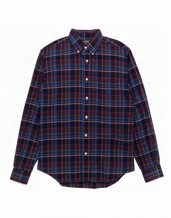 Nautica Chemise Homme Bleu Marine Moyen Carreaux Coton