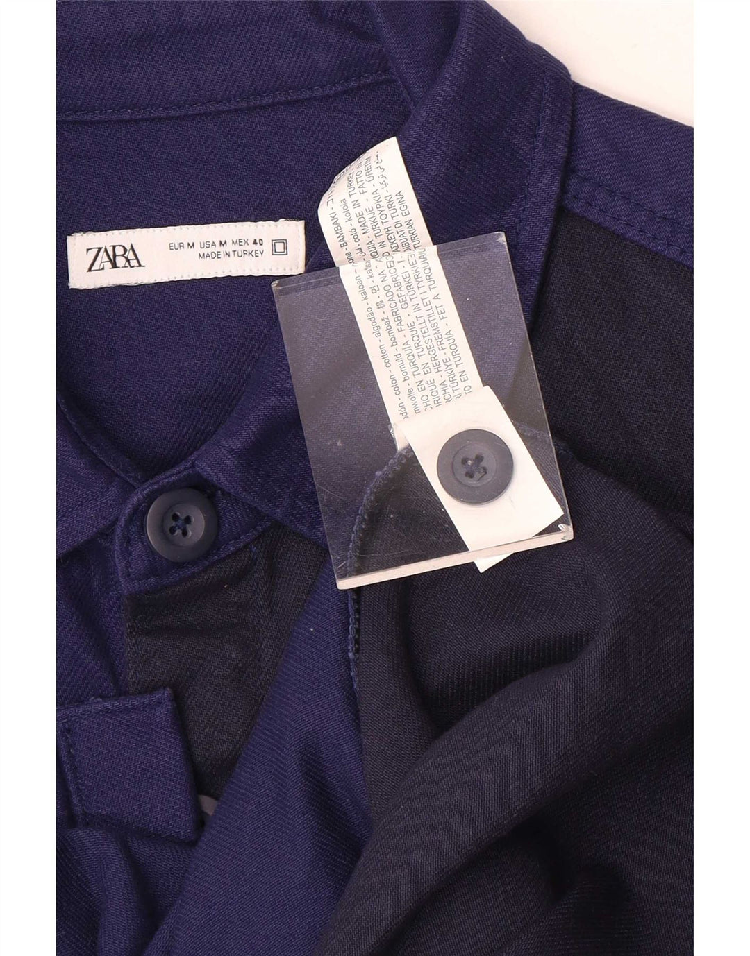 Zara Homme Surchemise Chemise Bleu Marine Moyen Colourblock Cotton