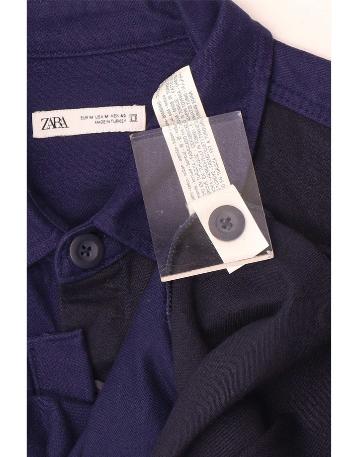 Zara Homme Surchemise Chemise Bleu Marine Moyen Colourblock Cotton