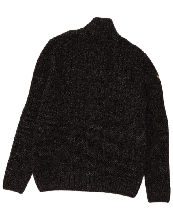 Superdry Pull Col Zippé Homme Gris Moyen Acrylique Moucheté