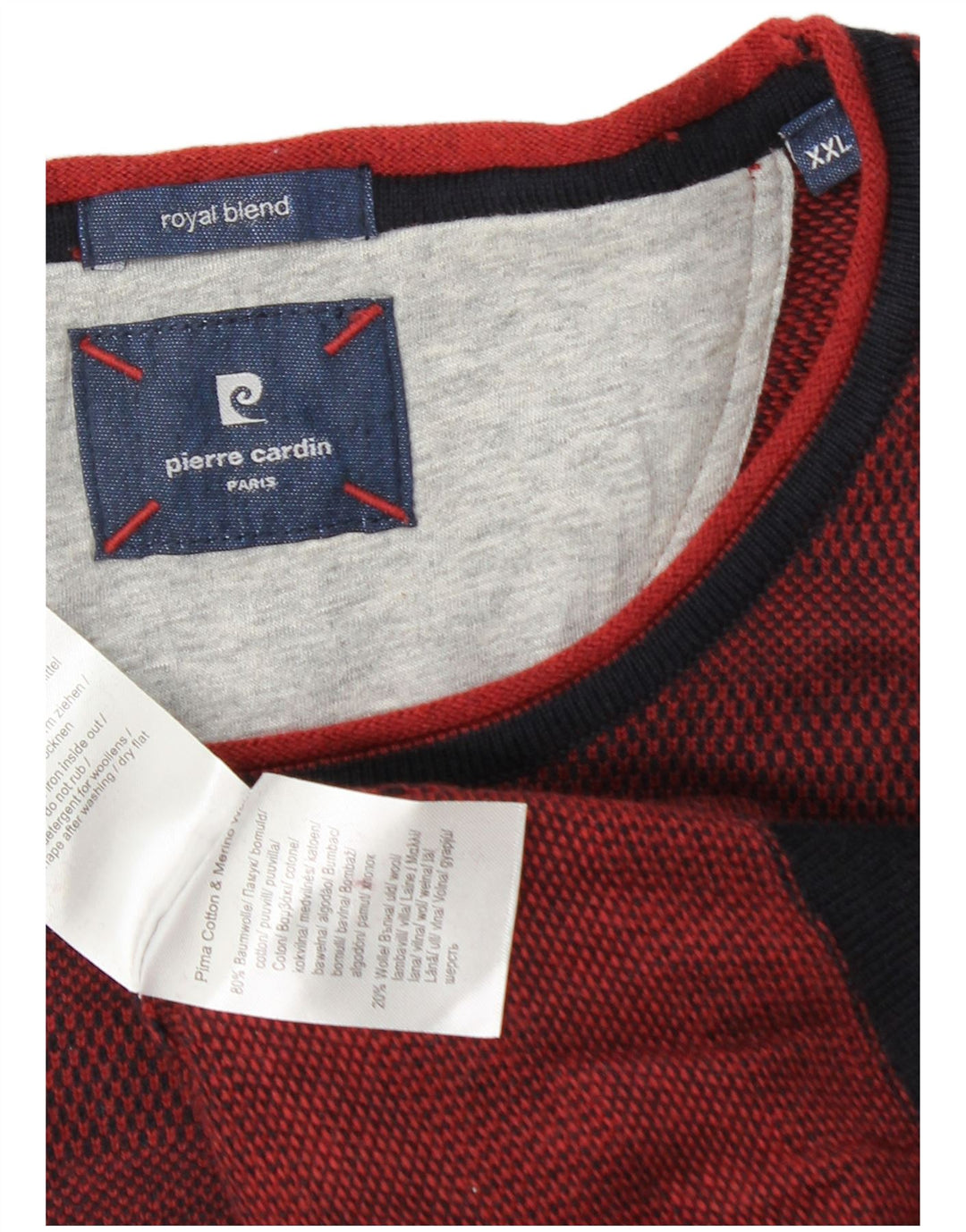 Pierre Cardin Mens Crew Neck Jumper Sweater 2XL Maroon Cotton