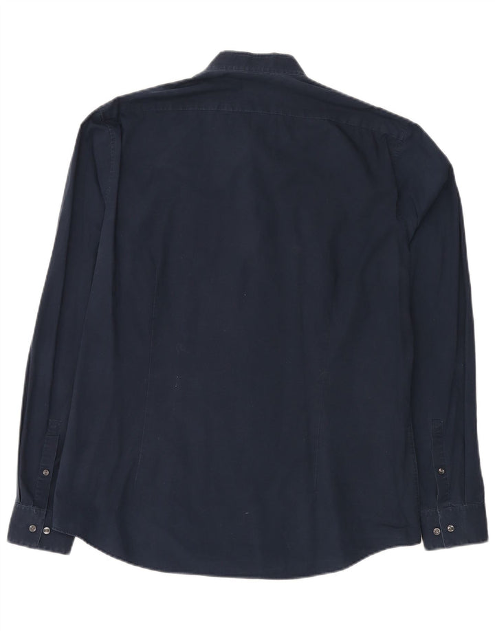 CALVIN KLEIN Chemise Slim Fit Homme Taille 42 16 1/2 Grand Coton Bleu Marine