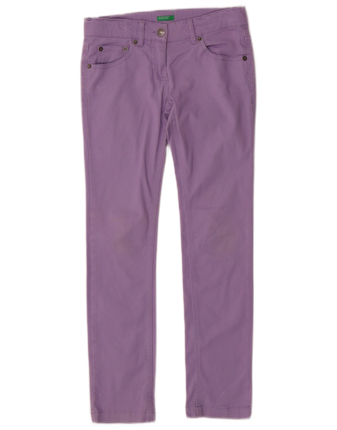 BENETTON Jean Slim Fille 8-9 Ans Large W26 L26 Violet Coton