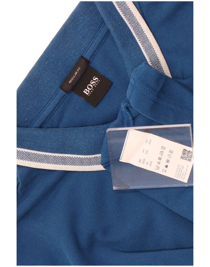 Hugo Boss Polo coupe classique pour homme 2XL Bleu Coton
