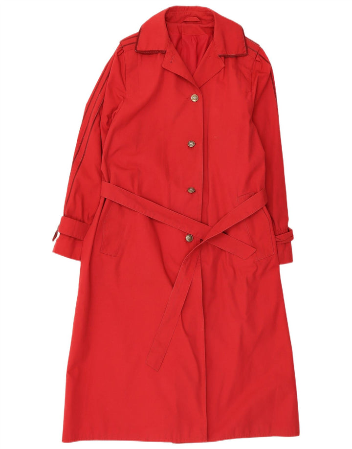 VINTAGE Trench Femme UK 14 Rouge Moyen