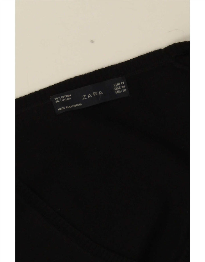 Zara Femme Boléro Jumper UK 12 Moyen Noir Coton