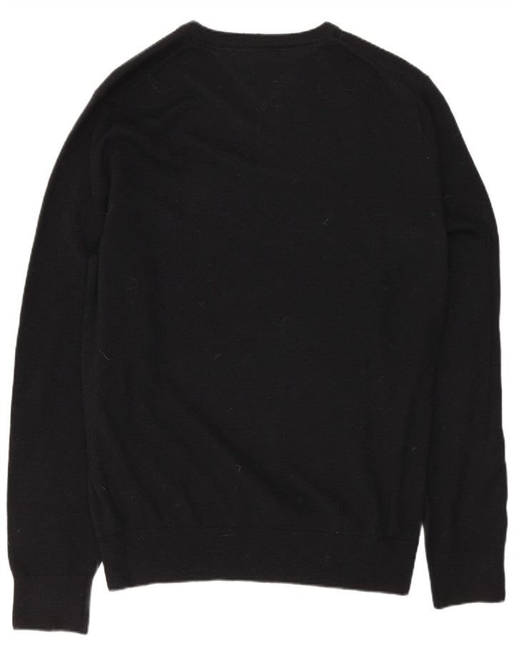 TOMMY HILFIGER Pull Col V Homme Noir Moyen Laine d'Agneau