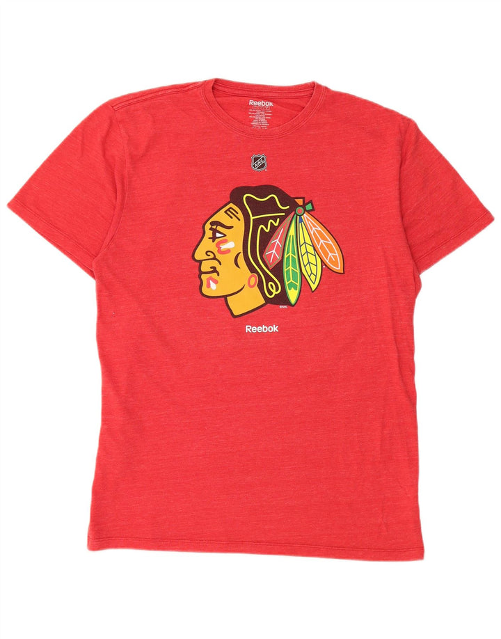 Reebok Hommes Chicago Blackhawks Graphic T-Shirt Haut Grand Rouge Polyester