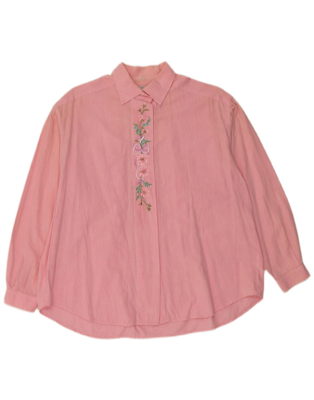 Benetton Femme Chemise Oversize Blouse IT 46 Grand Rose Floral Coton