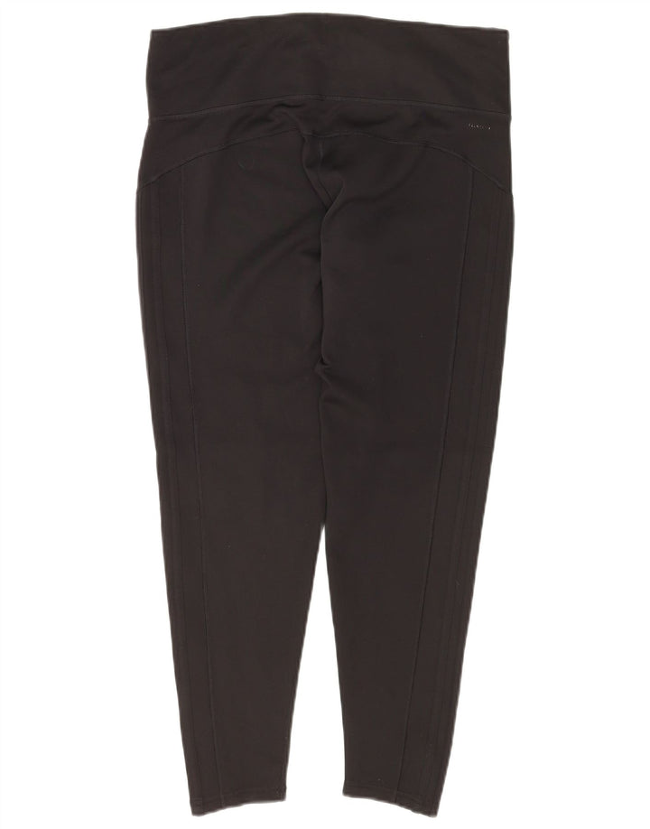 ADIDAS Femmes Climalite Crop Leggings UK 16/18 Grand Noir Polyester