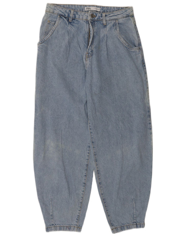 Zara Femme Ballon Taille Haute Jeans EU 36 XS W26 L27 Bleu Coton