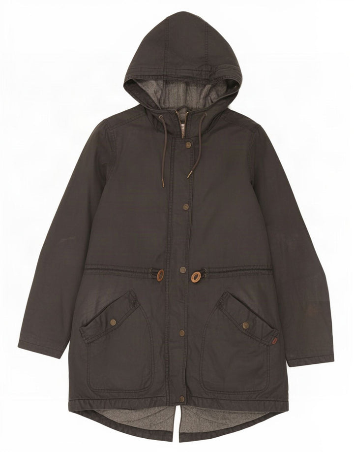 Fat Face Parka à capuche pour femme UK 12 Gris moyen Coton