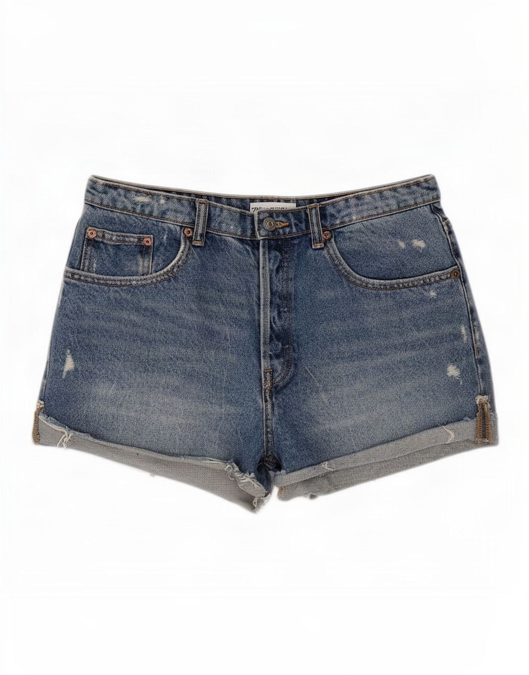 Zara Short en jean vieilli pour femme EU 40 Medium W30 Bleu
