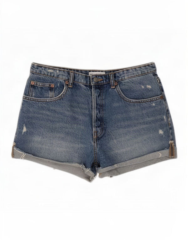 Zara Short en jean vieilli pour femme EU 40 Medium W30 Bleu