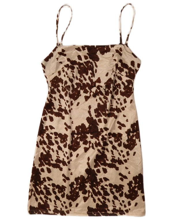 Urban Outfitters Robe Slip pour Femme UK 42 Marron Moyen Imprimé Animal