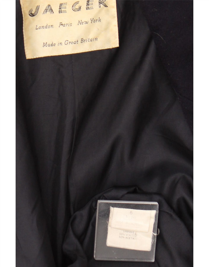 Jaeger Veste blazer à double boutonnage pour femme UK 6 XS Bleu marine Laine vierge
