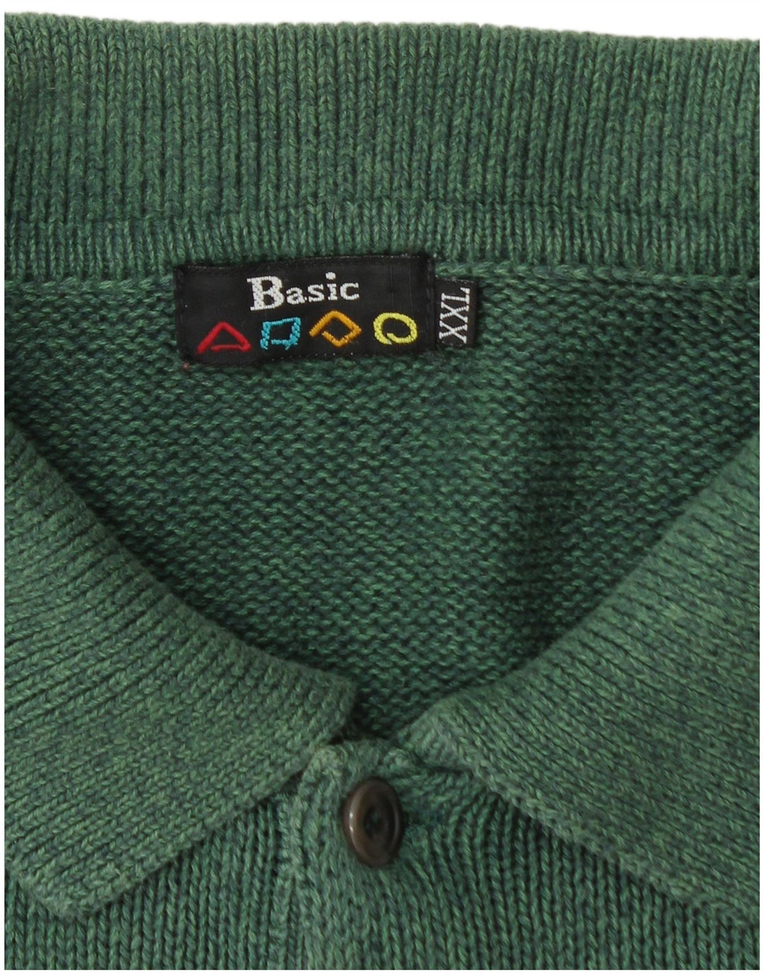 BASIC Pull col polo pour homme 2XL Vert Coton