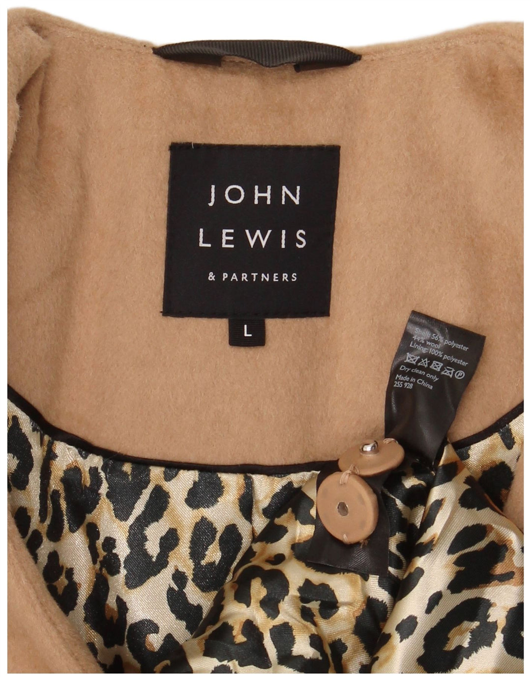 John Lewis Manteau croisé à manches 3/4 pour femme UK 16 Large Beige