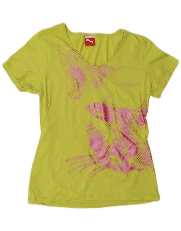 Puma T-shirt graphique pour femme UK 16 Large Jaune