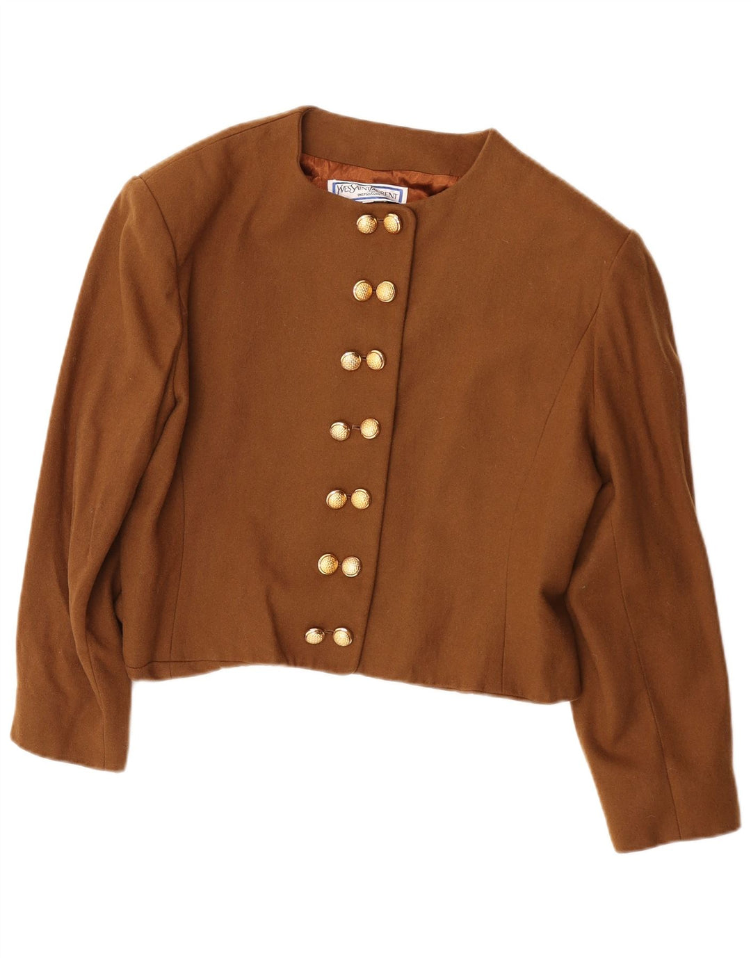 Yves Saint Laurent Veste blazer courte pour femme IT 46 Large Marron Classique
