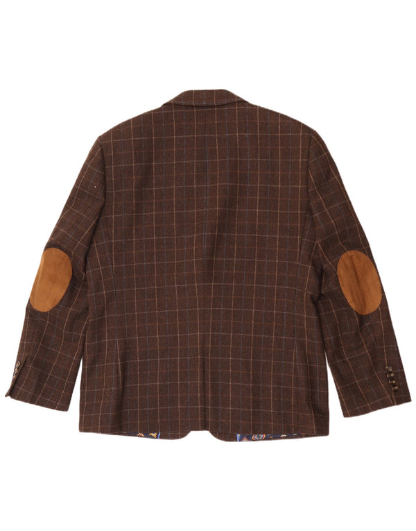 Harvey & Jones Veste Blazer Coupe Régulière pour Homme UK 46 3XL Marron à Carreaux