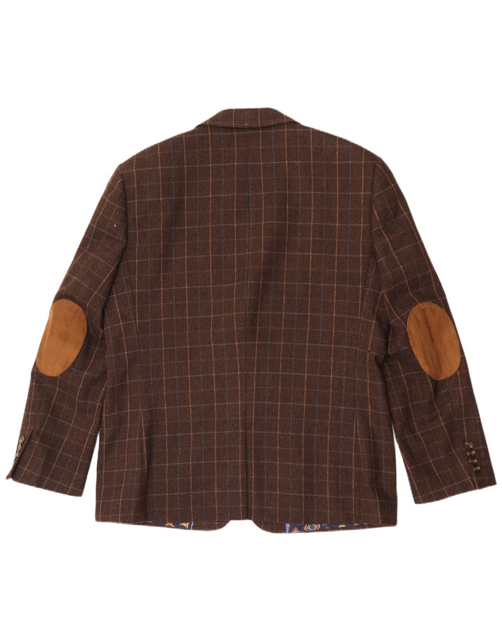 Harvey & Jones Veste Blazer Coupe Régulière pour Homme UK 46 3XL Marron à Carreaux