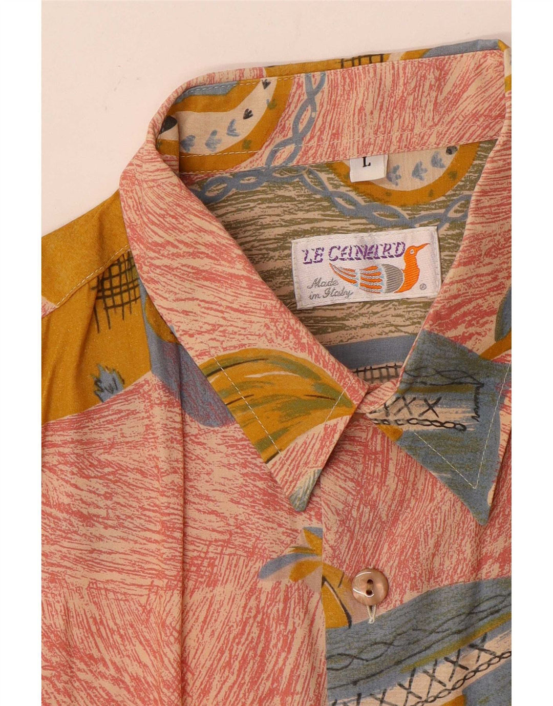 Chemise à motif abstrait vintage pour hommes grand rose