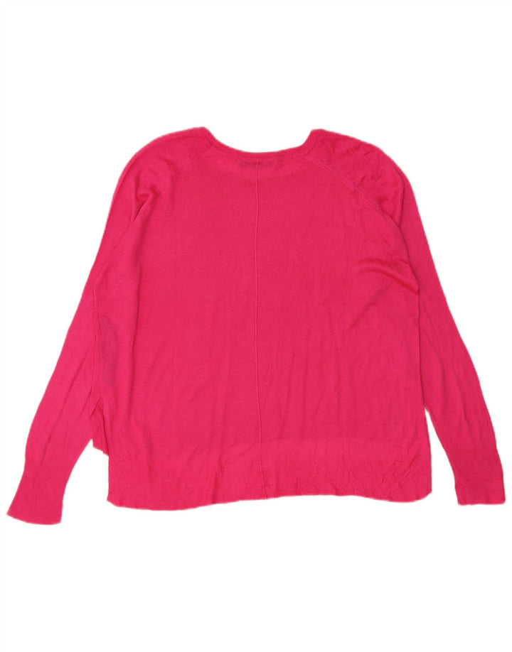 Zara Pull surdimensionné à col bateau pour femme UK 14 Viscose rose moyen