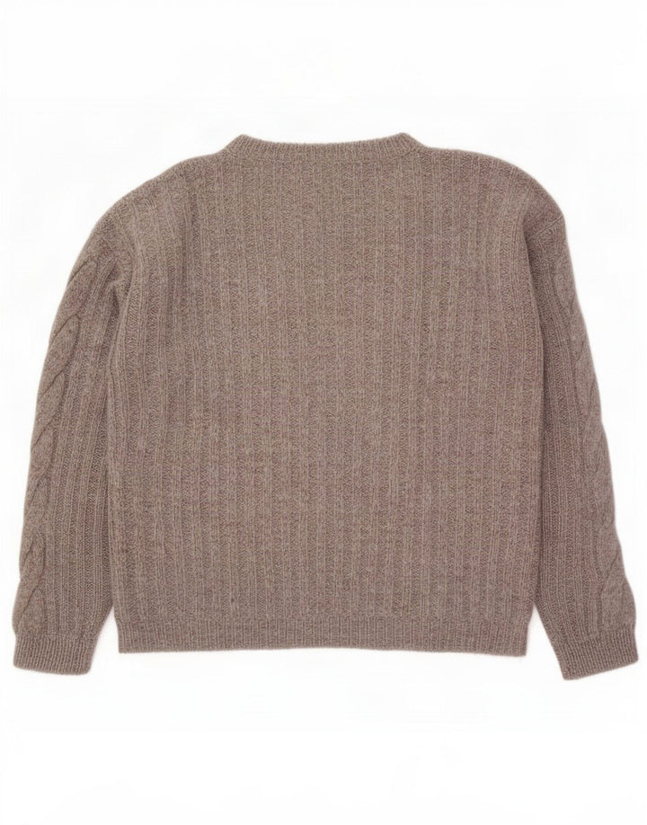 vintage Femme Crew Neck Jumper Pull UK 14 Gris Moyen