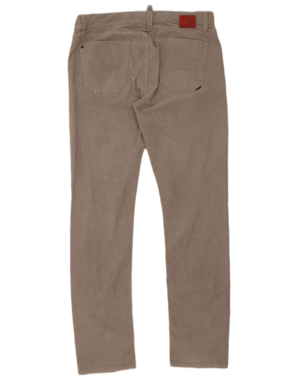 Jeckerson Mens Slim Corduroy Trousers W34 L33 Grey Cotton