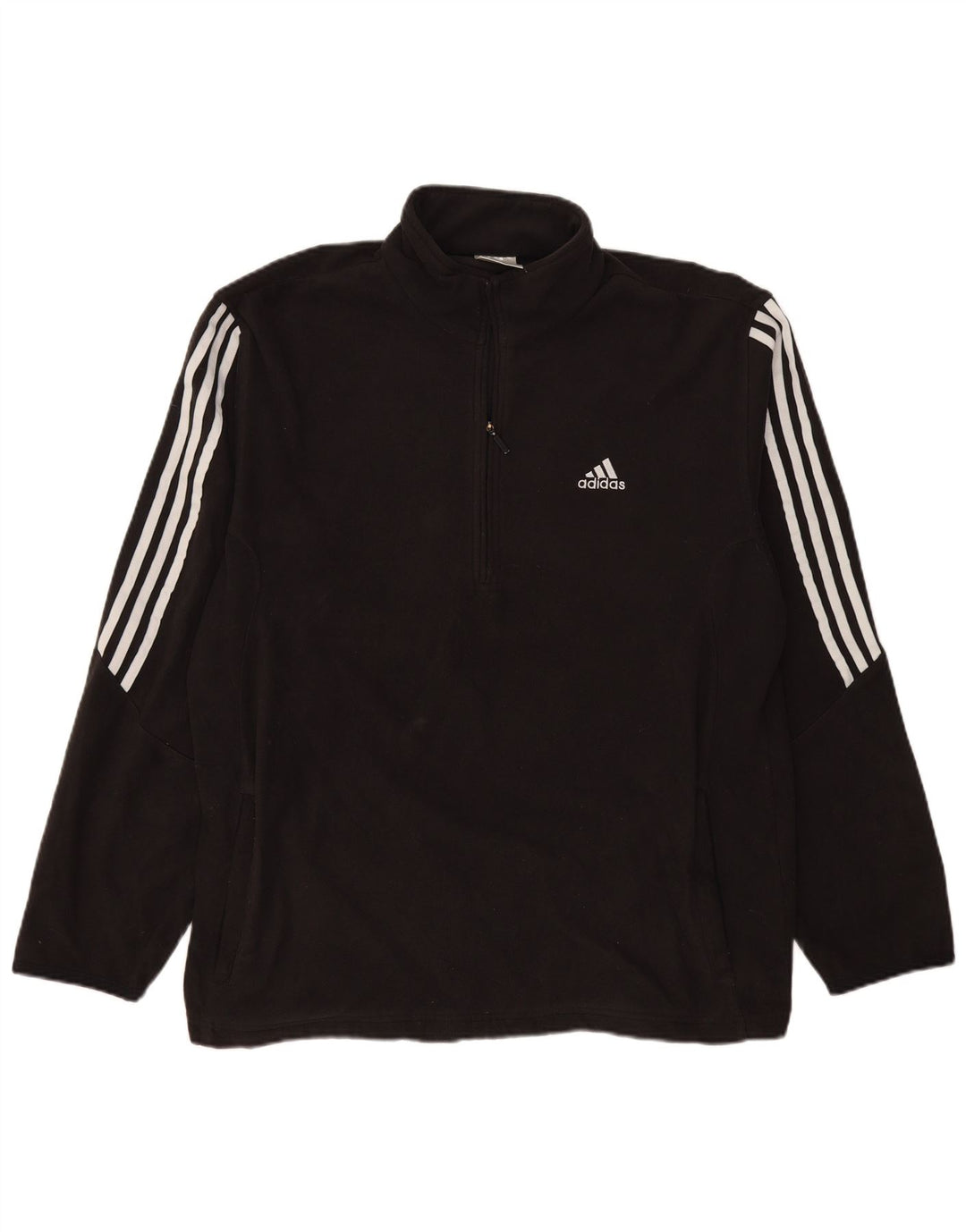 Adidas Pull polaire à col zippé pour homme XL Noir Polyester