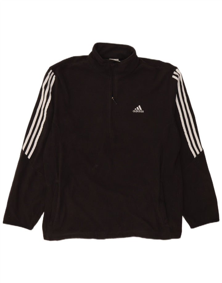 Adidas Pull polaire à col zippé pour homme XL Noir Polyester