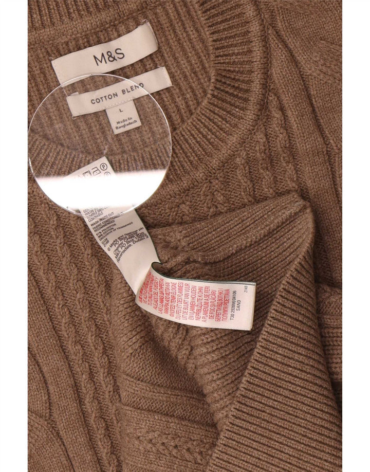 Marks & Spencer Pull à col rond pour homme en coton marron Taille L