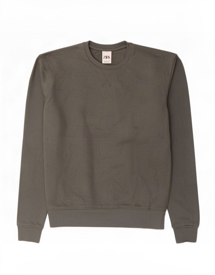 Zara Homme Sweatshirt Jumper Petit Vert Coton