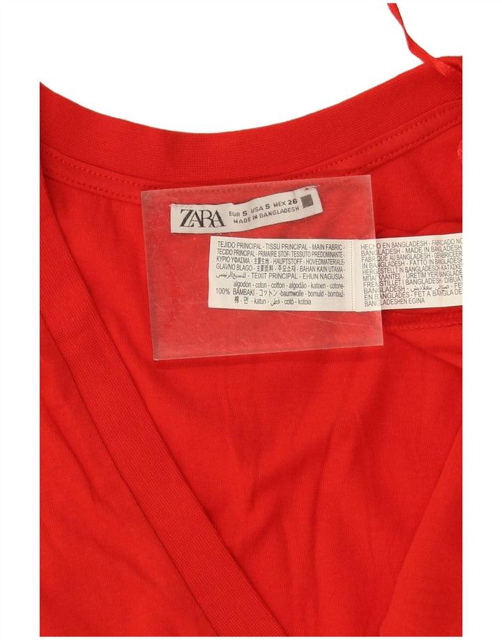 Zara T-shirt surdimensionné pour femme UK 10 Petit coton rouge