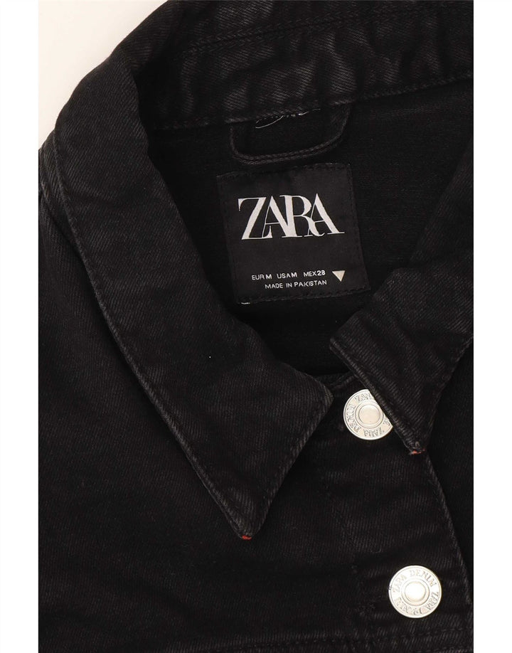 Zara Veste en jean surdimensionnée pour femme UK 14 Noir moyen
