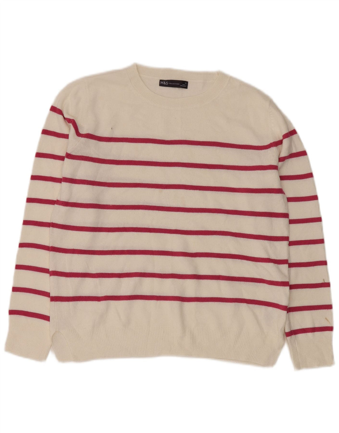 Marks & Spencer Pull ras du cou pour femme UK 10 Petit blanc rayé