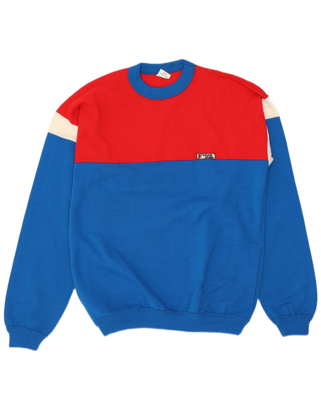 VINTAGE Pull à col rond pour homme Bleu moyen Acrylique colour block