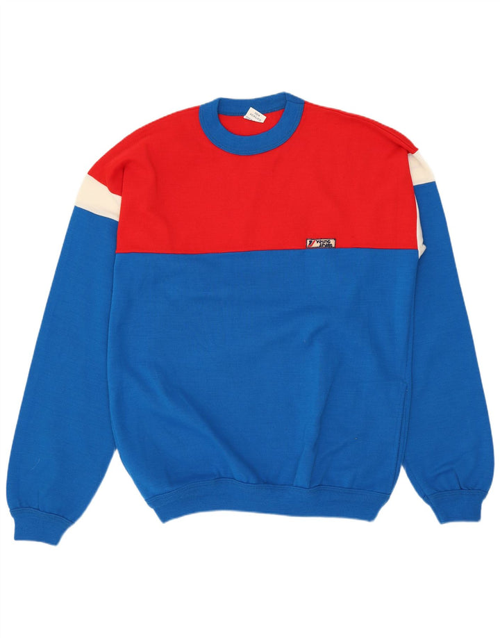 VINTAGE Pull à col rond pour homme Bleu moyen Acrylique colour block