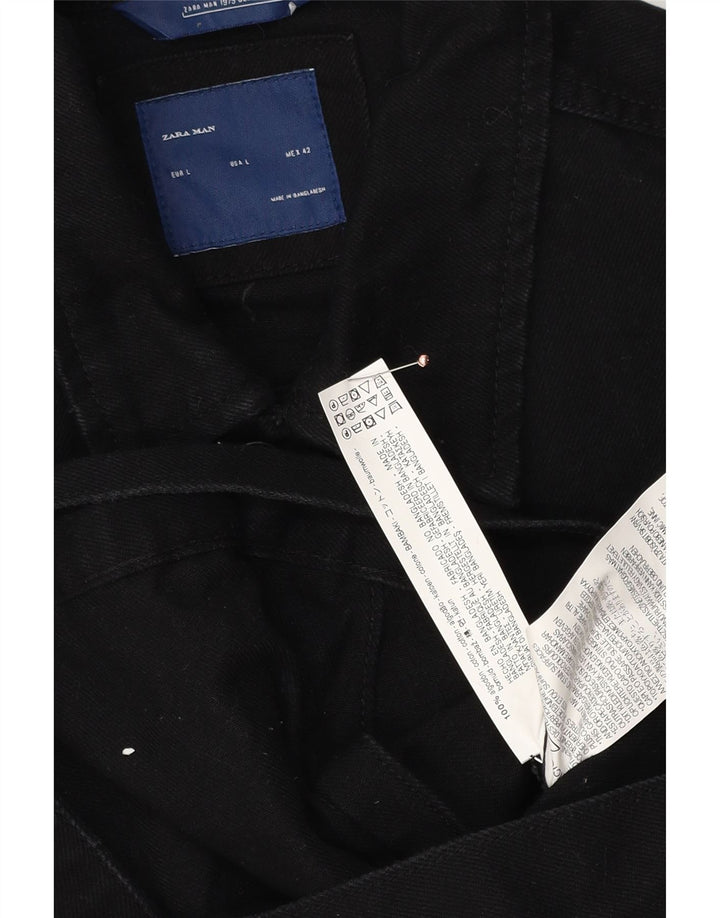 Zara Veste en jean pour homme UK 40 Large Noir Coton