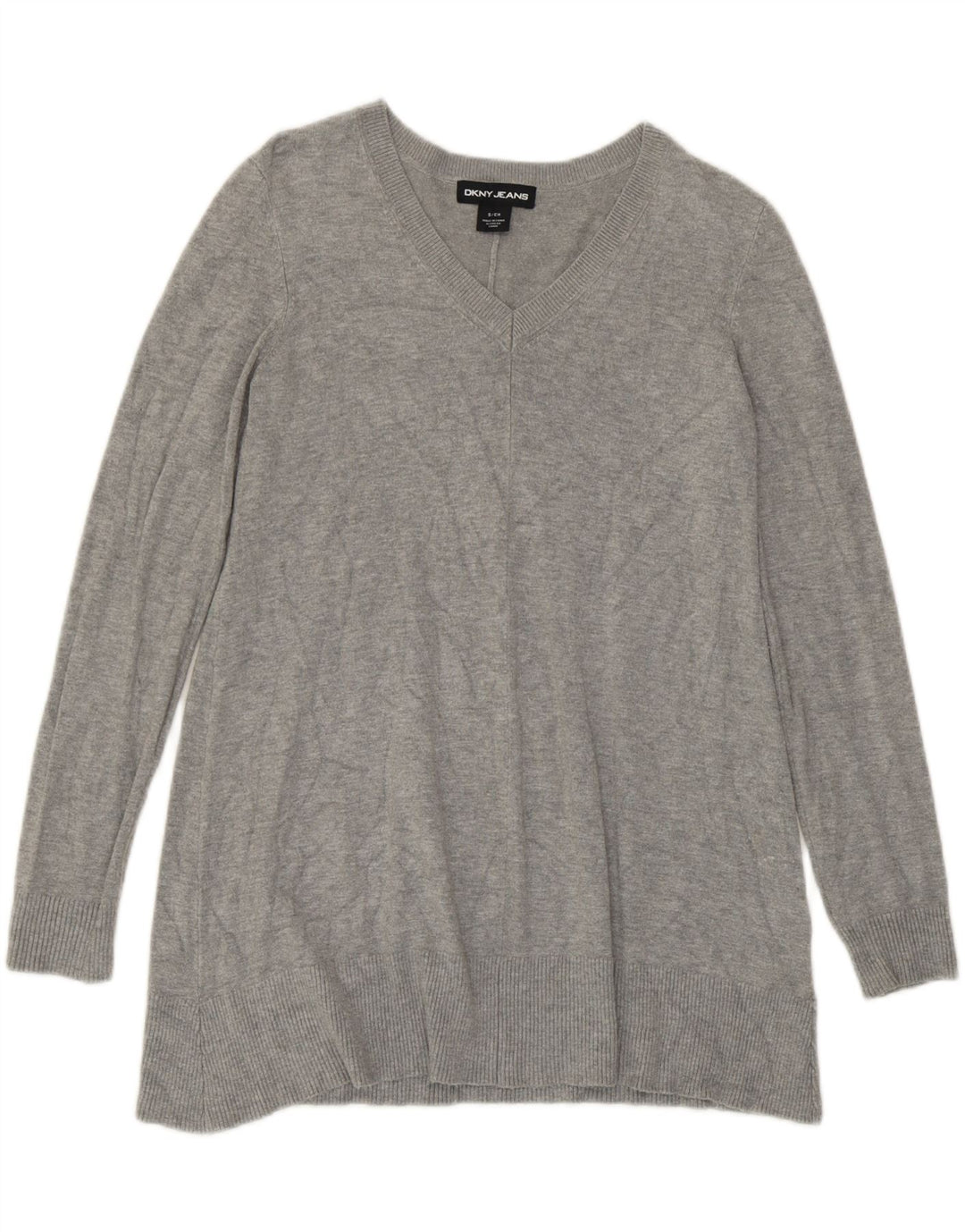 Dkny Pull col V pour femme UK 10 Small Gris Viscose