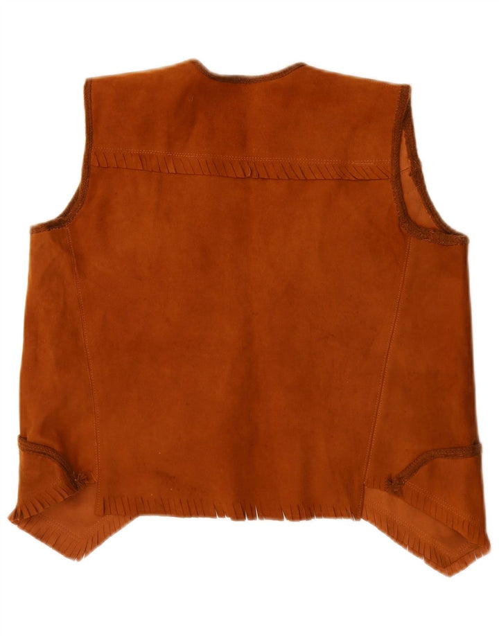 gilet en daim femme vintage UK 14 brun moyen