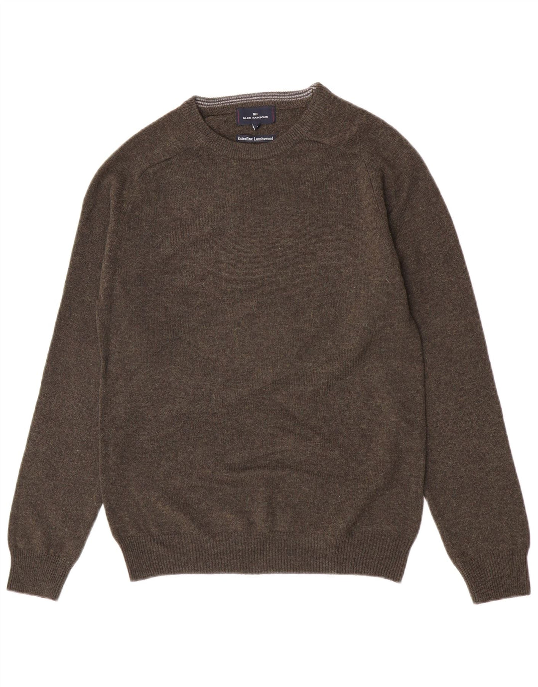 Marks & Spencer Pull à col rond pour homme en laine d'agneau mouchetée verte