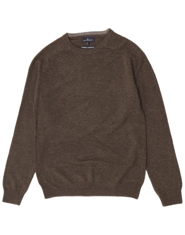 Marks & Spencer Pull à col rond pour homme en laine d'agneau mouchetée verte