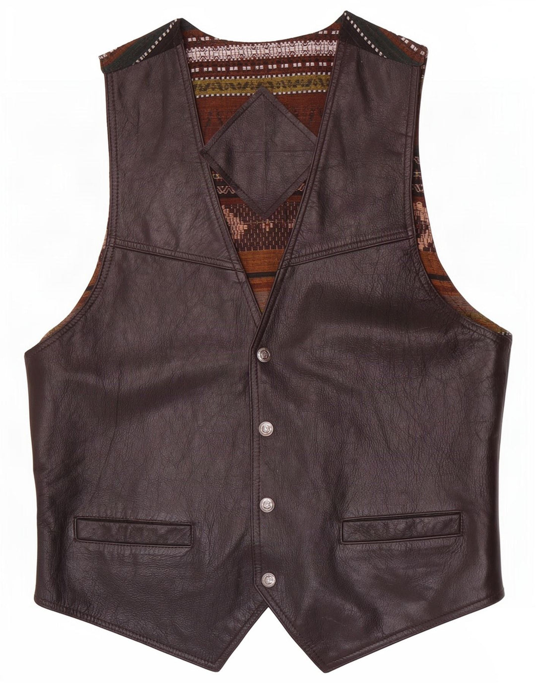 gilet en cuir homme vintage moyen marron géométrique