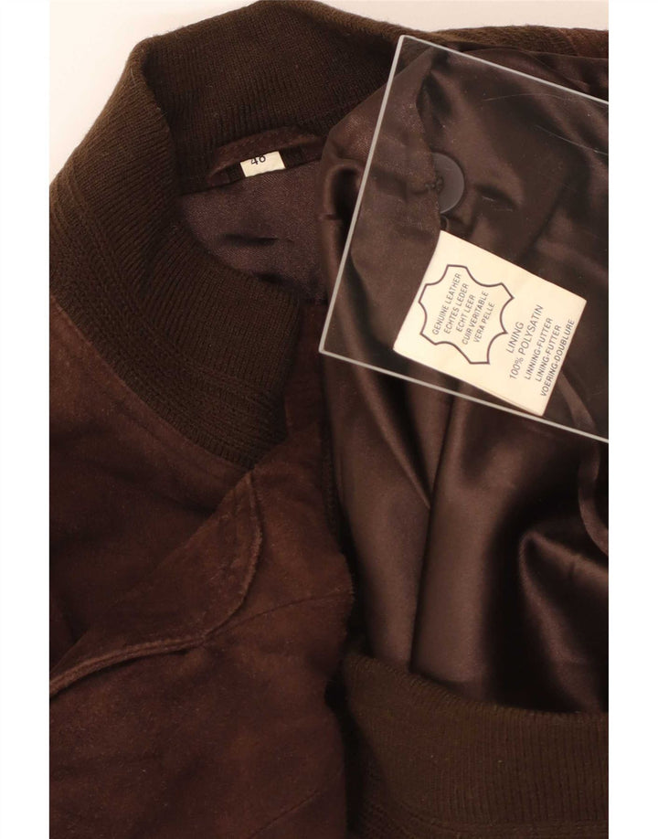 Veste Bomber En Daim Vintage Homme IT 48 Cuir Marron Moyen