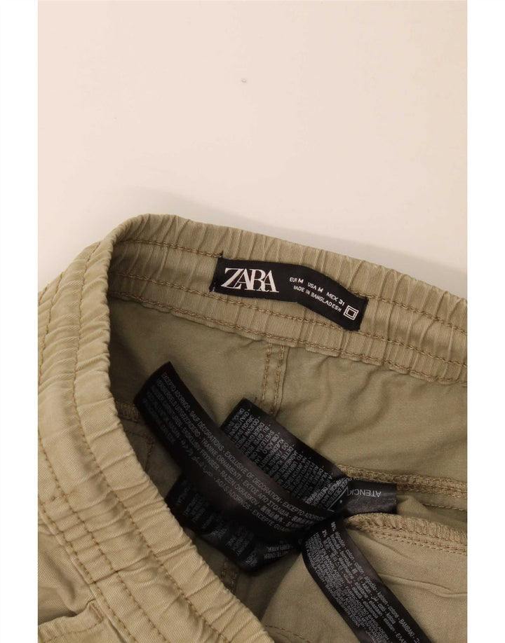 Zara Pantalon Cargo Joggers Homme Moyen W31 L27 Kaki Coton