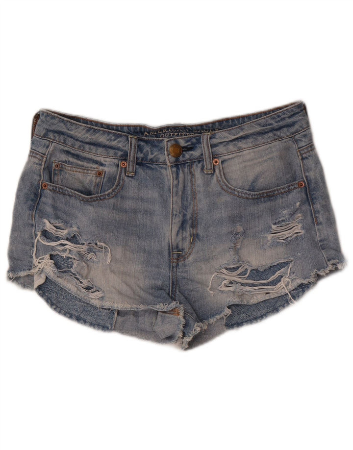 American Eagle Short en jean vieilli pour femme US 8 Medium W30 Bleu