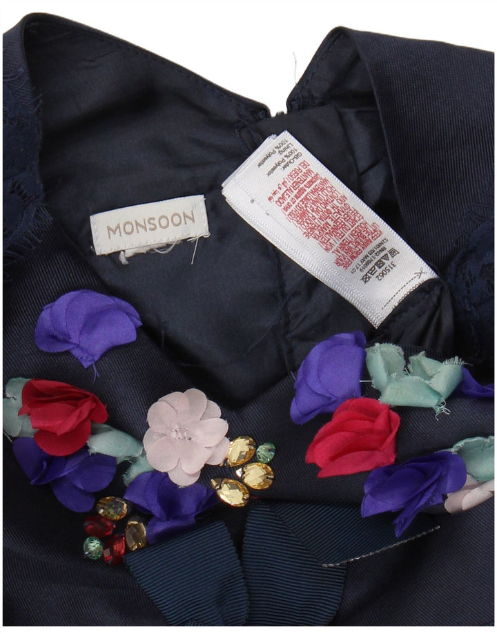MONSOON Robe Trapèze Fille 9-10 ans Bleu Marine Floral Polyester