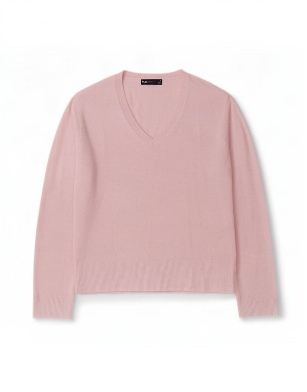 Marks & Spencer Pull col en V pour femme UK 14 Grand Acrylique Rose